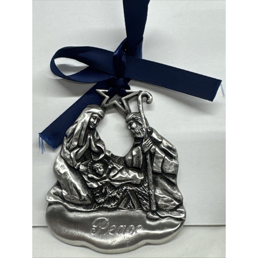 Gloria Duchin Ornament Pewter Christmas Nativity Peace 3" with box